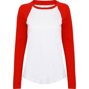 Dámské Baseball tričko SF Women s dlouhým rukávem Barva: bílá - červená, Velikost: L SF271