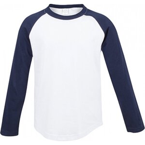 SF Minni Dlouhé dětské baseballové triko s dlouhým rukávem Barva: White-Oxford Navy, Velikost: 11/12 let SM271