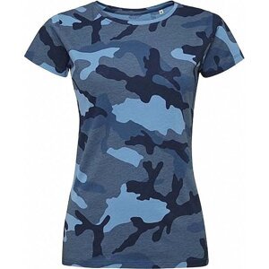 Sol's Kamuflážové dámské tričko ve slim fit střihu 100% bavlna Barva: modrá kamufláž, Velikost: L L134