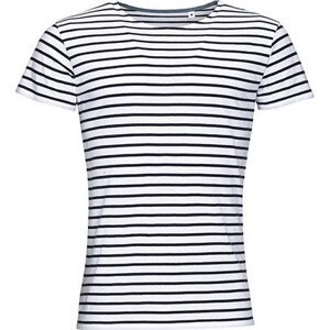 Pánské tričko s proužky a krátkým rukávem Sol's Barva: bílá - modrá námořní, Velikost: 3XL L01398