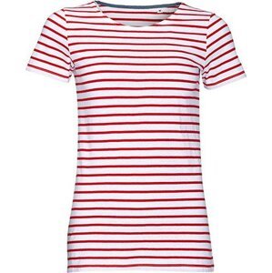 Dámské tričko s tenkými proužky a krátkým rukávem Sol's Barva: bílá - červená, Velikost: L L01399