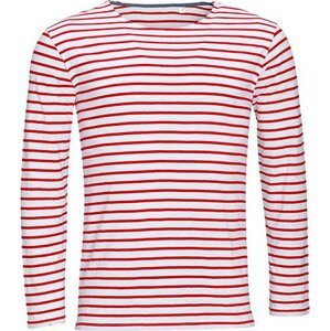 Pánské pruhované tričko s dlouhým rukávem Sol's Barva: bílá - červená, Velikost: 3XL L01402