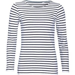 Dámské pruhované tričko s dlouhým rukávem Sol's Barva: bílá - modrá námořní, Velikost: L L01403