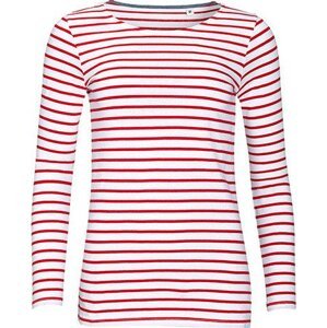 Dámské pruhované tričko s dlouhým rukávem Sol's Barva: bílá - červená, Velikost: L L01403