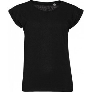 Sol's Módní lehké dámské tričko Melba s ohrnutými rukávky Barva: Černá, Velikost: L L01406