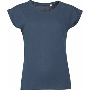 Sol's Módní lehké dámské tričko Melba s ohrnutými rukávky Barva: modrý denim, Velikost: L L01406