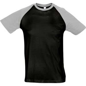 Sol's Pánské tričko Raglan Funky s kontrastními rukávy Barva: černá šedá melange, Velikost: 3XL L140