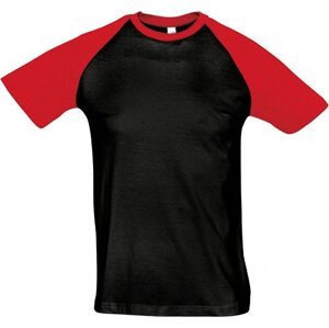 Sol's Pánské tričko Raglan Funky s kontrastními rukávy Barva: černá - červená, Velikost: 3XL L140