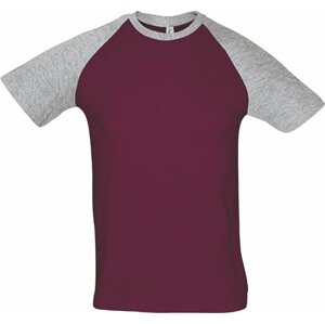 Sol's Pánské tričko Raglan Funky s kontrastními rukávy Barva: červená vínová - šedá melange, Velikost: M L140