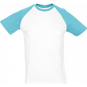 Sol's Pánské tričko Raglan Funky s kontrastními rukávy Barva: bílá - modrá azurová, Velikost: M L140