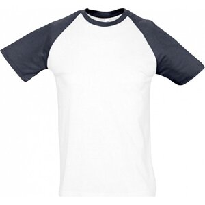 Sol's Pánské tričko Raglan Funky s kontrastními rukávy Barva: bílá - modrá námořní, Velikost: L L140