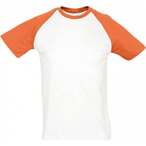 Sol's Pánské tričko Raglan Funky s kontrastními rukávy Barva: bílá - oranžová, Velikost: 3XL L140