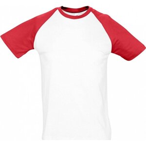 Sol's Pánské tričko Raglan Funky s kontrastními rukávy Barva: bílá - červená, Velikost: 3XL L140