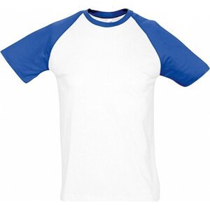 Sol's Pánské tričko Raglan Funky s kontrastními rukávy Barva: bílá - modrá královská, Velikost: 3XL L140