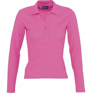Dámské slim-fit polo tričko s dlouhým rukávem Podium Sol's Barva: Růžová, Velikost: XL L535