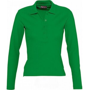 Dámské slim-fit polo tričko s dlouhým rukávem Podium Sol's Barva: zelená výrazná, Velikost: L L535