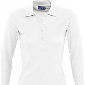 Dámské slim-fit polo tričko s dlouhým rukávem Podium Sol's Barva: Bílá, Velikost: XL L535