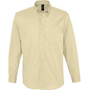 Sol's Keprová pánská košile Bel-Air s dlouhým rukávem a kapsičkou na prsou 100% bavlna Barva: Béžová, Velikost: 3XL L645