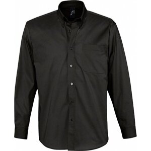 Sol's Keprová pánská košile Bel-Air s dlouhým rukávem a kapsičkou na prsou 100% bavlna Barva: Černá, Velikost: 3XL L645