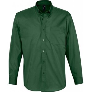 Sol's Keprová pánská košile Bel-Air s dlouhým rukávem a kapsičkou na prsou 100% bavlna Barva: Zelená lahvová, Velikost: 4XL L645
