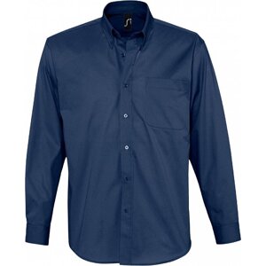 Sol's Keprová pánská košile Bel-Air s dlouhým rukávem a kapsičkou na prsou 100% bavlna Barva: modrá námořní, Velikost: 3XL L645