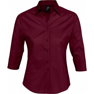 Dámská strečová košile Sol's se 3/4 rukávy Barva: červená vínová střední, Velikost: 3XL L631