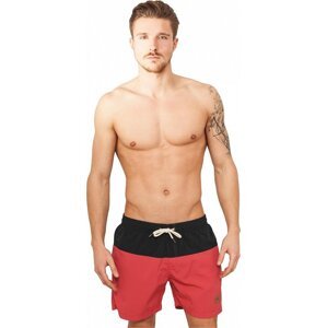Barevné pánské plavky šortky s kontrastní šňůrkou Urban Classics Barva: černá - červená, Velikost: 3XL