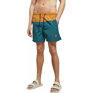 Barevné pánské plavky šortky s kontrastní šňůrkou Urban Classics Barva: teal/toffee, Velikost: 3XL