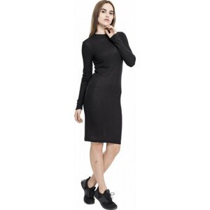 Přiléhavé viskózové šaty Urban Classics s dlouhým rukávem 235 g/m Barva: Černá, Velikost: L