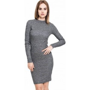 Přiléhavé viskózové šaty Urban Classics s dlouhým rukávem 235 g/m Barva: šedá uhlová, Velikost: L