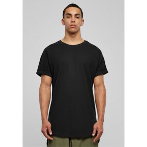 Prodloužené bavlněné triko Urban Classics s ohrnutými rukávy Barva: Černá, Velikost: 3XL
