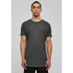 Prodloužené bavlněné triko Urban Classics s ohrnutými rukávy Barva: šedá uhlová, Velikost: 3XL