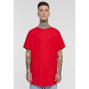 Prodloužené bavlněné triko Urban Classics s ohrnutými rukávy Barva: červená city, Velikost: L