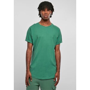 Prodloužené bavlněné triko Urban Classics s ohrnutými rukávy Barva: zelená listová, Velikost: L