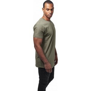 Prodloužené bavlněné triko Urban Classics s ohrnutými rukávy Barva: zelená olivová, Velikost: L