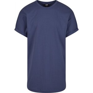 Prodloužené bavlněné triko Urban Classics s ohrnutými rukávy Barva: vintage modrá, Velikost: 4XL