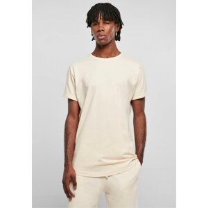 Prodloužené bavlněné triko Urban Classics s ohrnutými rukávy Barva: whitesand, Velikost: 5XL