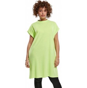 Lehké bavlněné šaty Urban Classics se stojáčkem a ohrnutými rukávky 140 g/m Barva: Limetková světlá, Velikost: M