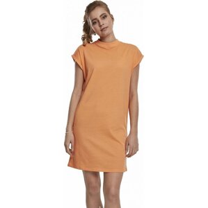 Lehké bavlněné šaty Urban Classics se stojáčkem a ohrnutými rukávky 140 g/m Barva: papaya, Velikost: XXL