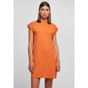 Lehké bavlněné šaty Urban Classics se stojáčkem a ohrnutými rukávky 140 g/m Barva: oranžová matná, Velikost: L