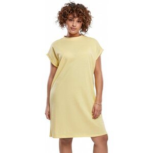 Lehké bavlněné šaty Urban Classics se stojáčkem a ohrnutými rukávky 140 g/m Barva: žlutá světlá, Velikost: M