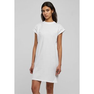 Lehké bavlněné šaty Urban Classics se stojáčkem a ohrnutými rukávky 140 g/m Barva: Bílá, Velikost: XL