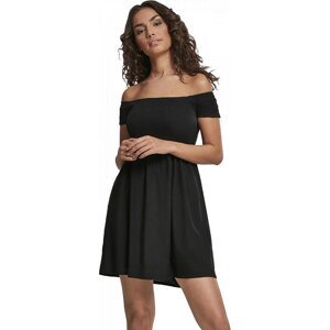 Lehké letní viskózové šaty Urban Classics se spadlými rameny Barva: Černá, Velikost: 3XL