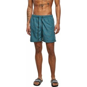 Šmrncovní pánské plavky šortky s vyšíváním Urban Classics Barva: shark/teal/toffee, Velikost: XL