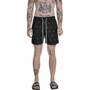 Šmrncovní pánské plavky šortky s vyšíváním Urban Classics Barva: šedé s lebkama, Velikost: XXL