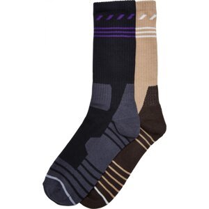 Urban Classics Kompresní funkční ponožky se vzorem, 2 balení Barva: black/unionbeige, Velikost: 35-38