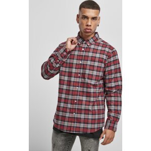Lehká flanelová kostkovaná košile Urban Classics rovný střih Barva: šedočervená, Velikost: XL