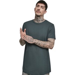 Prodloužené mírně zaoblené pánské triko Urban Classics 100% bavlna Barva: Zelená lahvová, Velikost: S