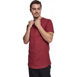 Prodloužené mírně zaoblené pánské triko Urban Classics 100% bavlna Barva: Červená vínová, Velikost: XL