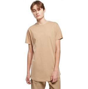 Prodloužené mírně zaoblené pánské triko Urban Classics 100% bavlna Barva: béžová union, Velikost: L
